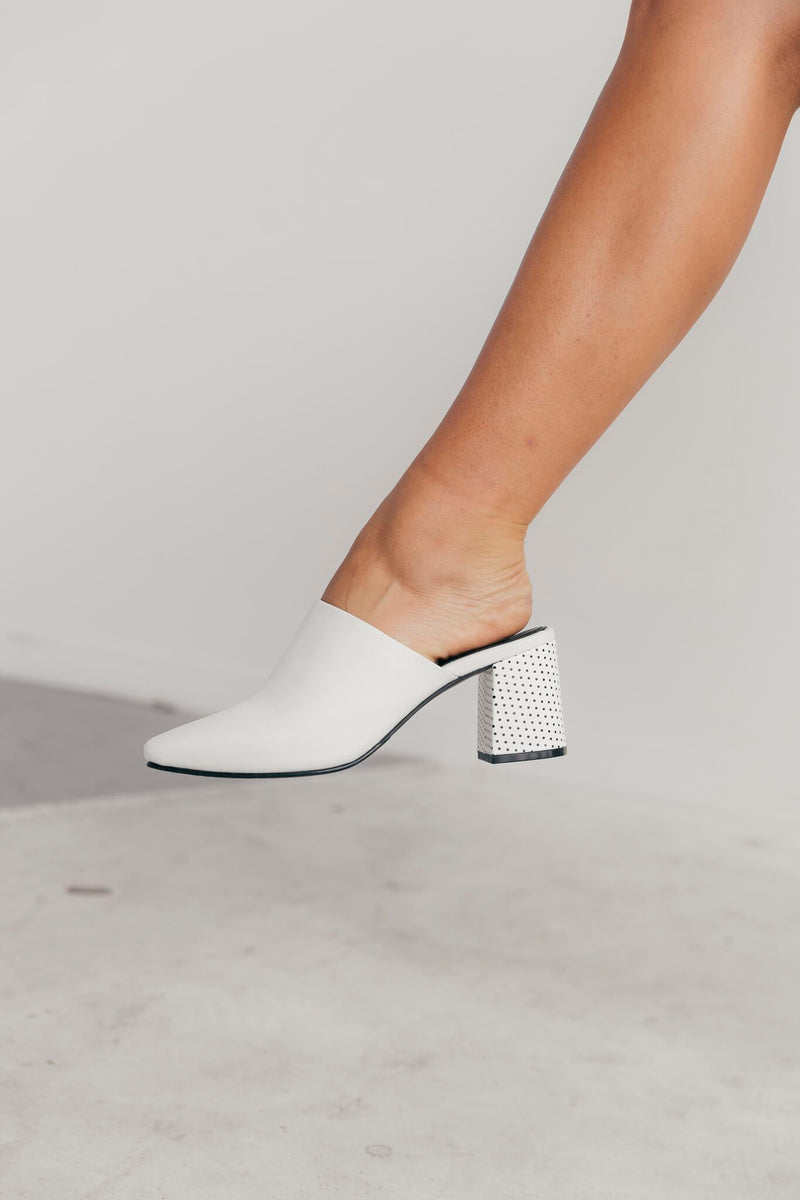 White leather mules
