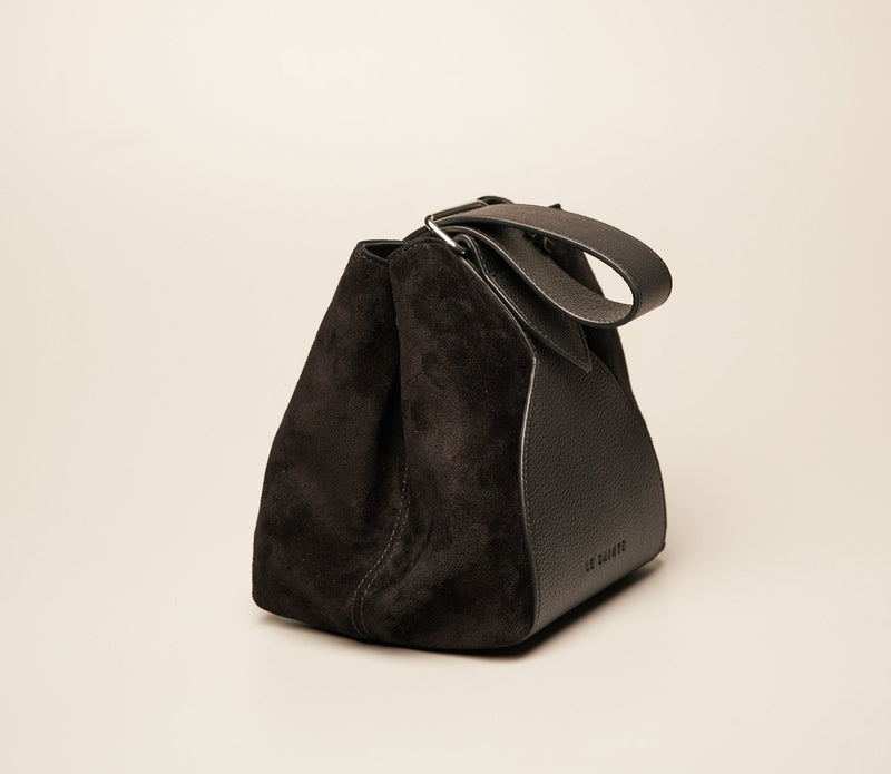 Black leather handbag