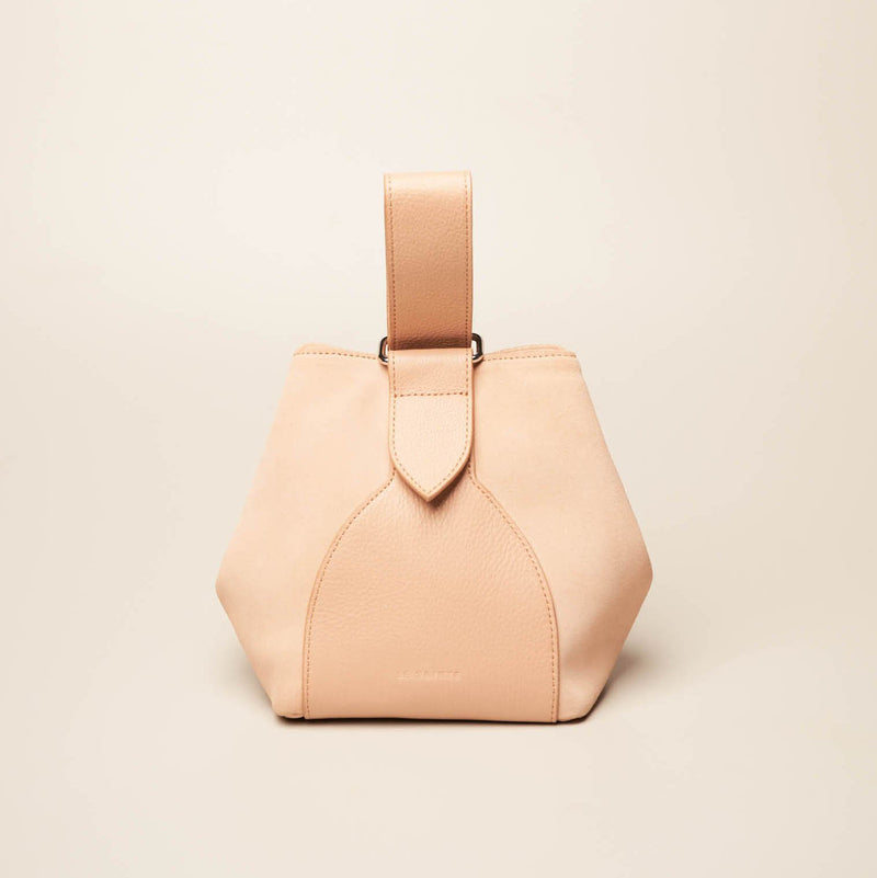 Pink leather handbag